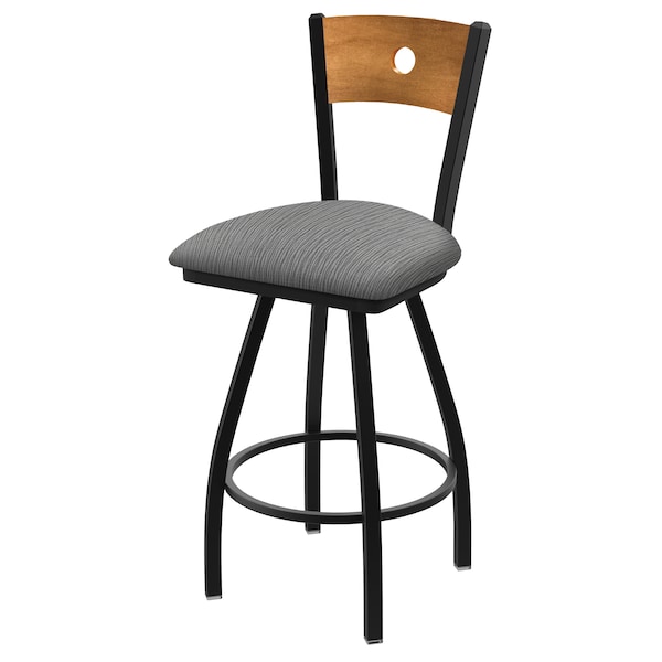 36" Swivel Counter Stool, Nickel Finish, Med Back, Graph Seat